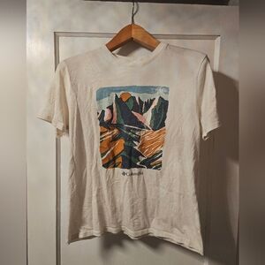 Columbia Womens Cream Mountain Graphic Tee Sz M
